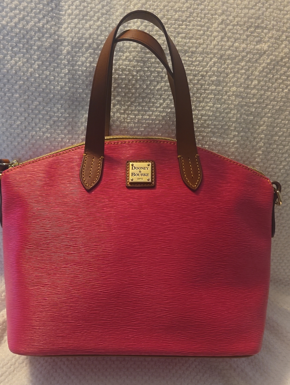Dooney & Bourke Pink Leather Satchel with Brown Handles